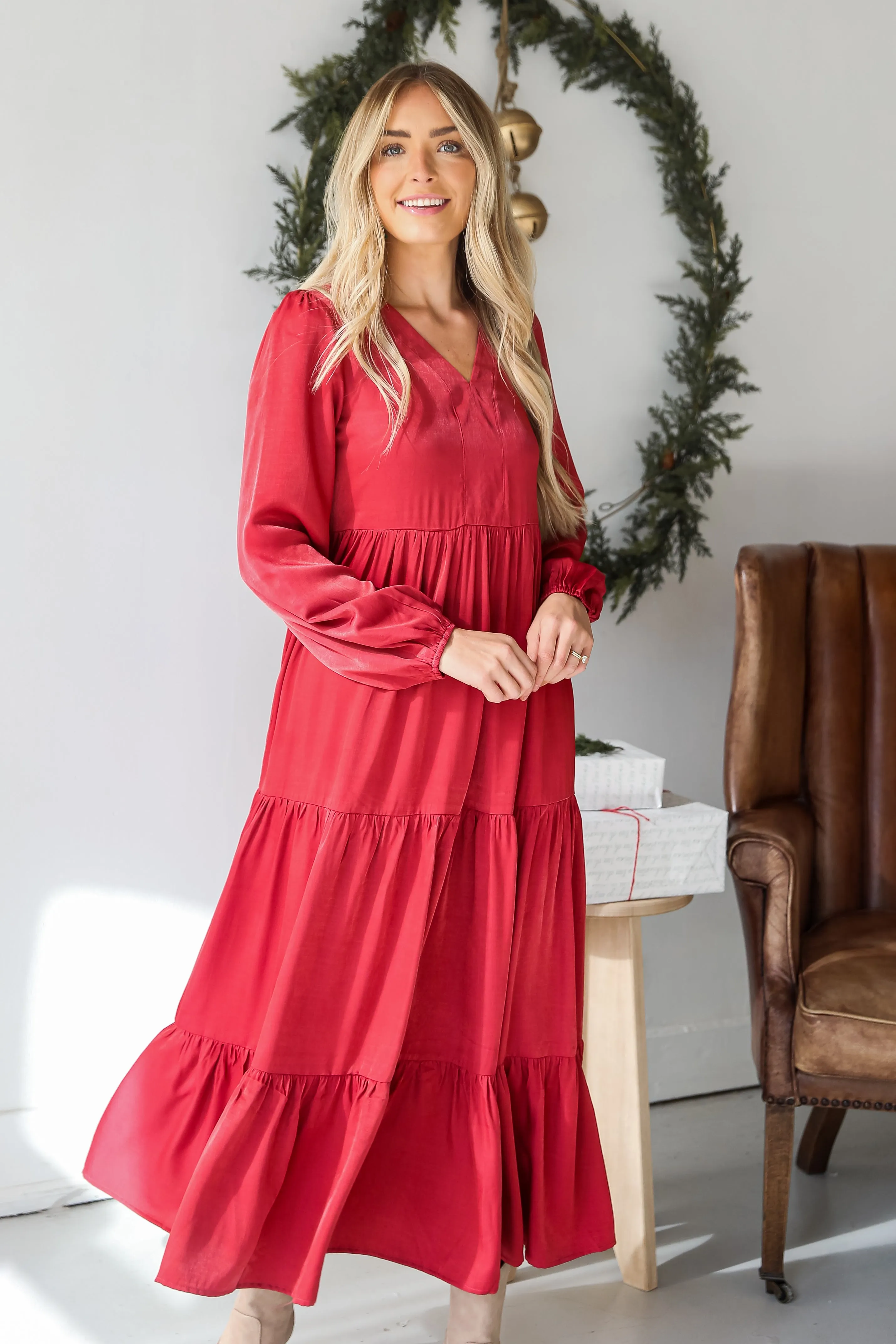 Keep Things Stylish Marsala Tiered Maxi Dress