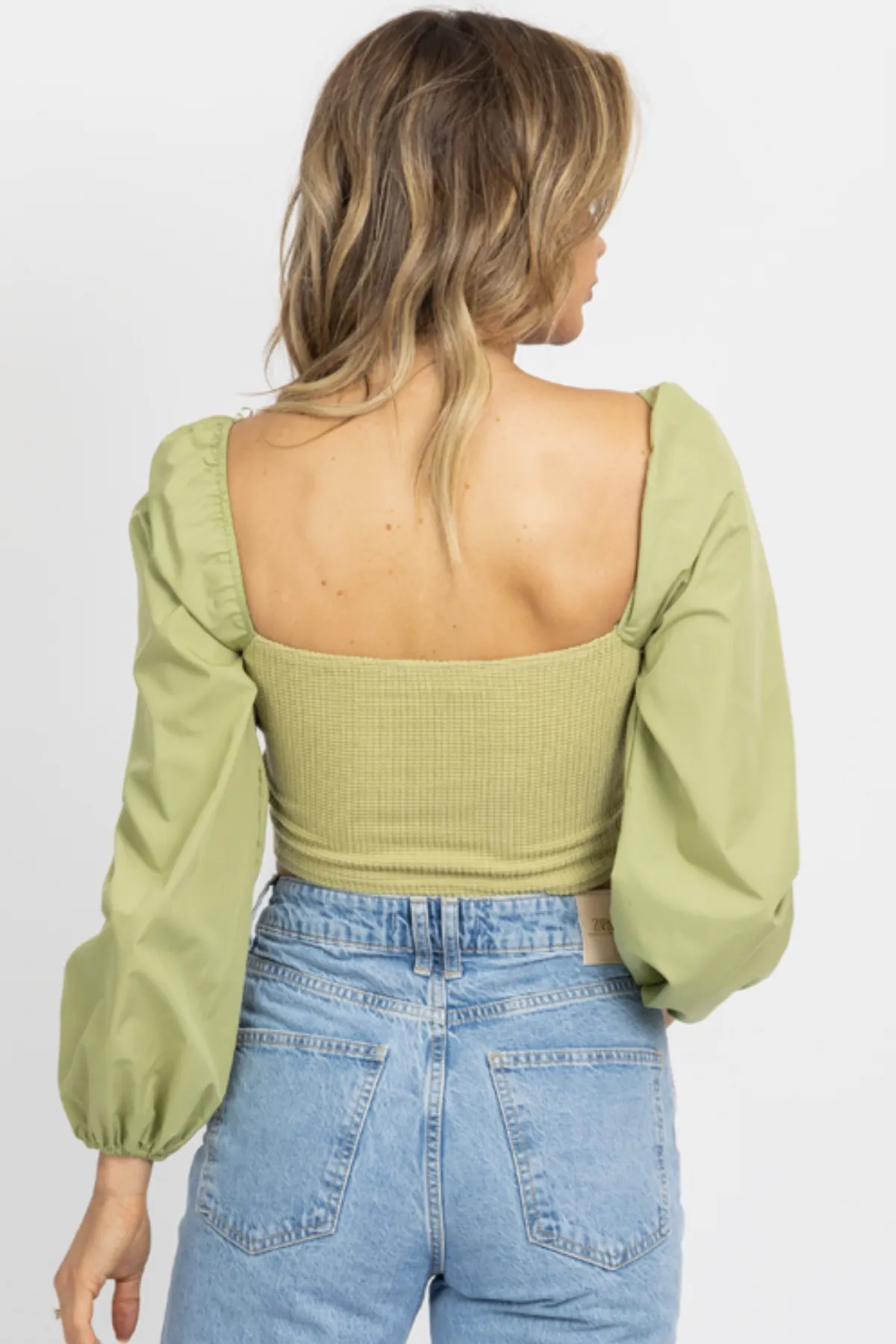 KIWI KNIT BODICE POPLIN TOP