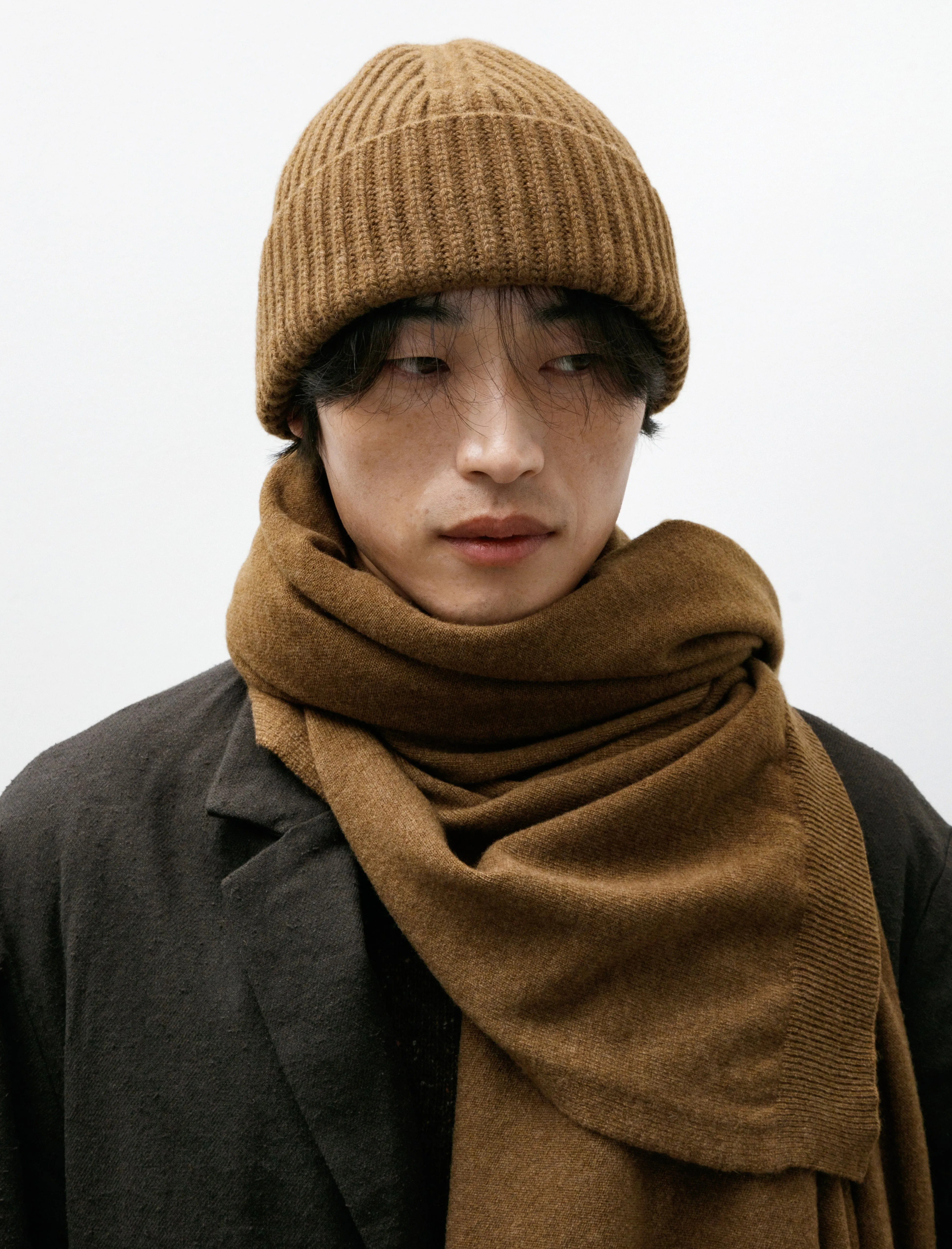 Knit Hat Cashmere Lambswool Dark Ochre