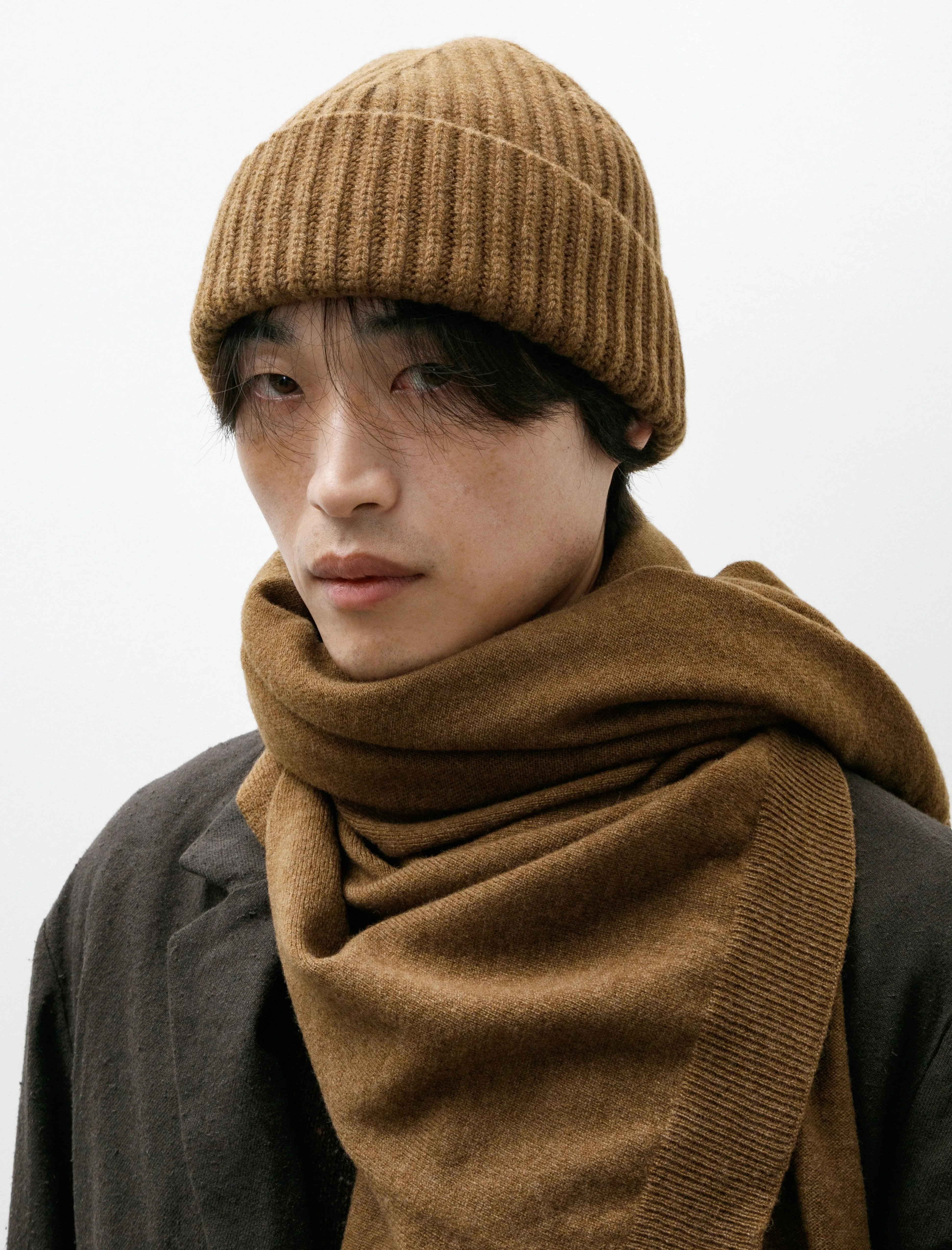 Knit Hat Cashmere Lambswool Dark Ochre