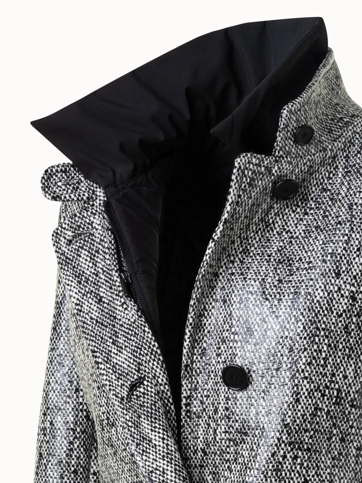 Lacquered Tweed Coat with Removable Insert