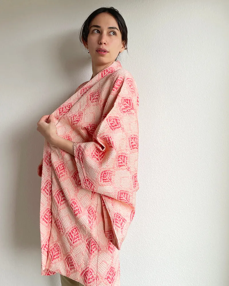 Leaf Textile Shibori Haori Kimono Jacket