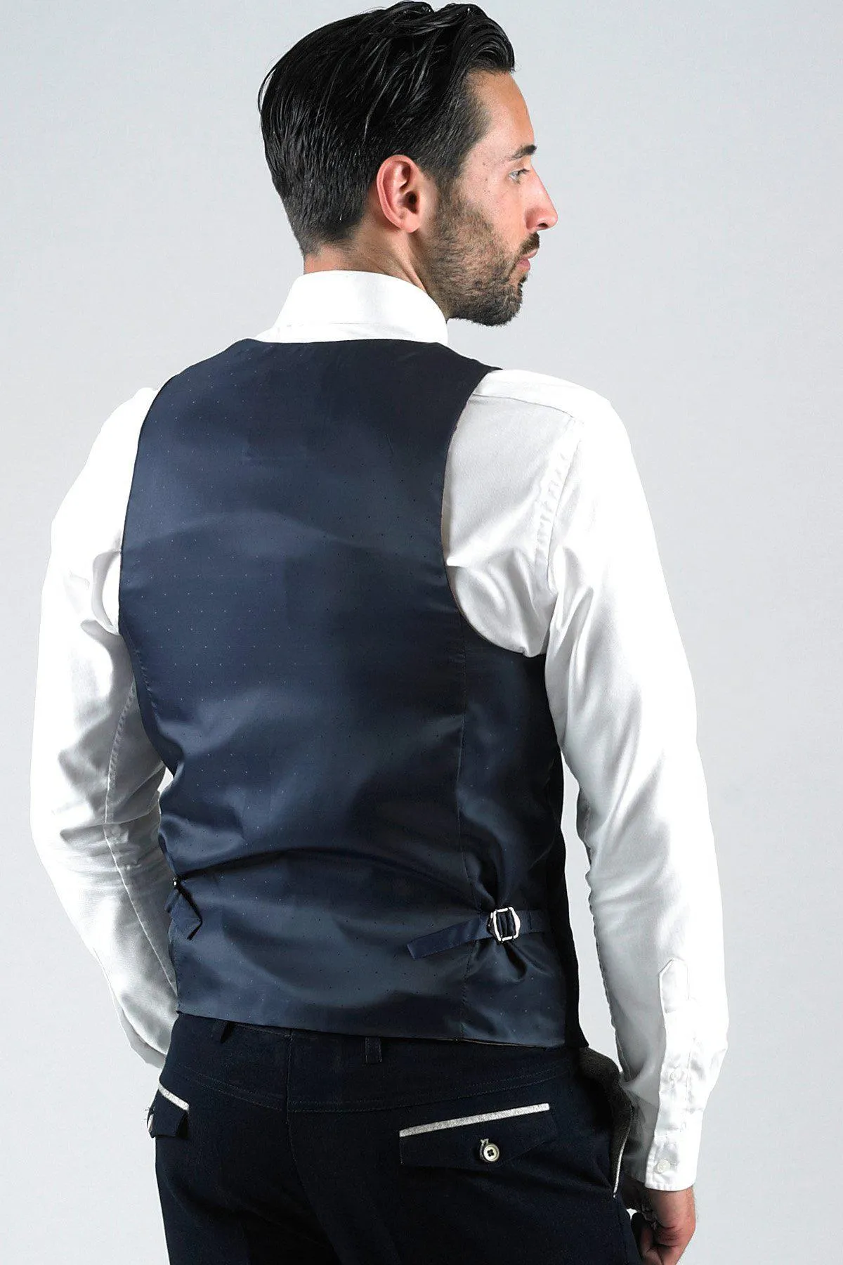 LEE WILL- Denim Look Navy Waistcoat