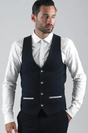 LEE WILL- Denim Look Navy Waistcoat