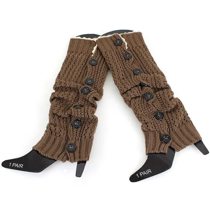 LG8111 Fashion Crochet Button Down Long Boot Cuffs/Leg Warmers