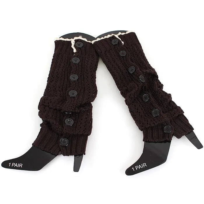 LG8111 Fashion Crochet Button Down Long Boot Cuffs/Leg Warmers