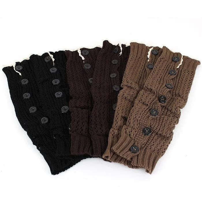 LG8111 Fashion Crochet Button Down Long Boot Cuffs/Leg Warmers