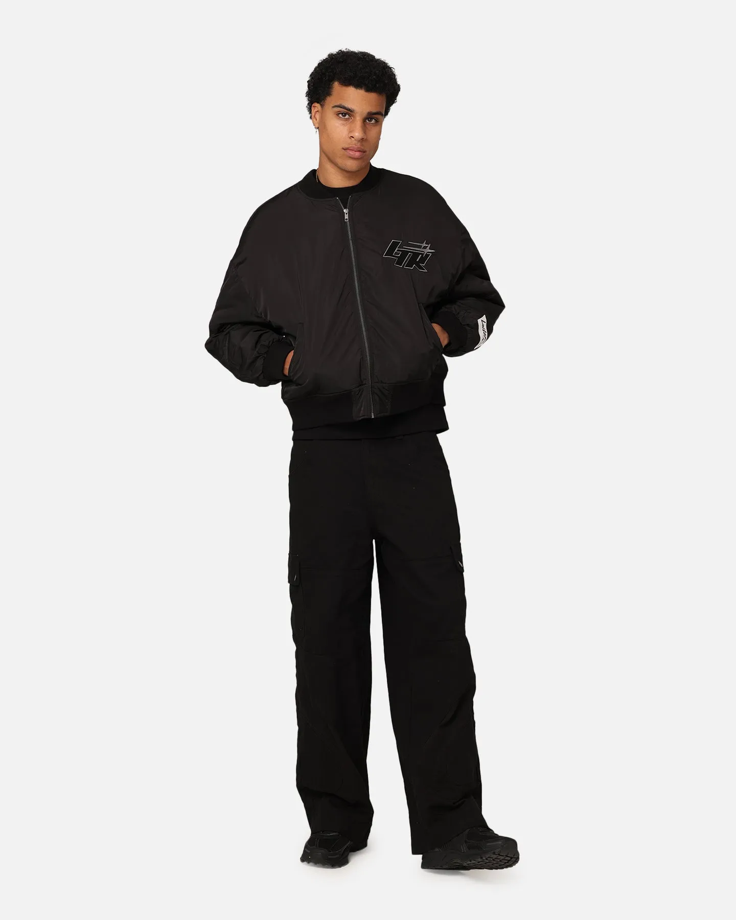 Loiter Shadow Cropped Bomber Jacket Black