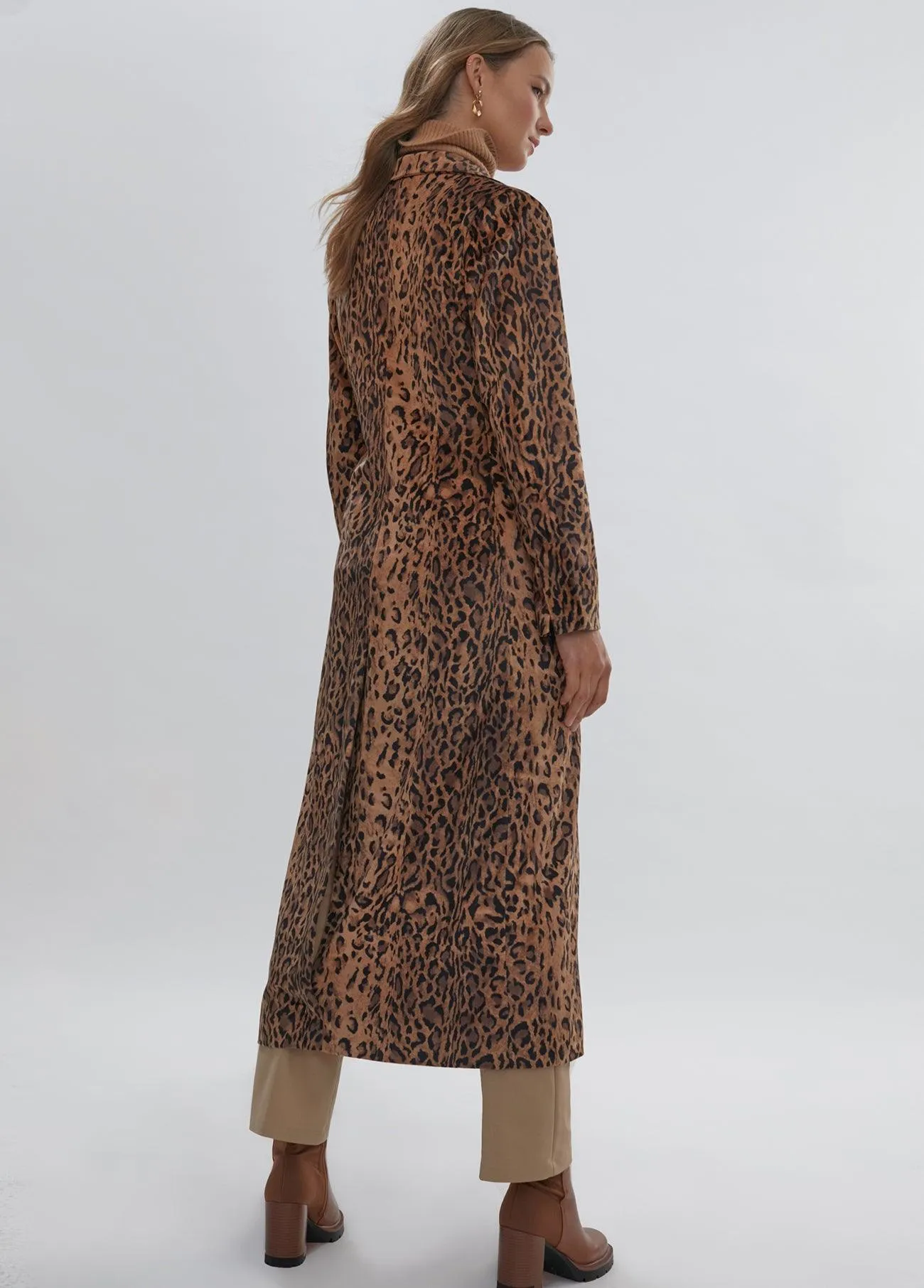 Long animal print coat