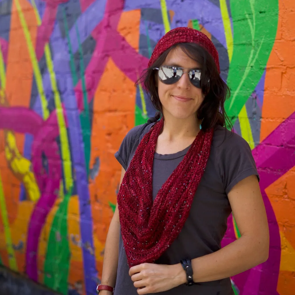 Loom Knitting with Beads, Hat and Cowl Pattern