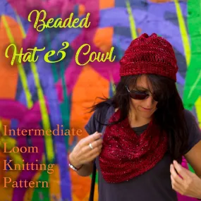 Loom Knitting with Beads, Hat and Cowl Pattern