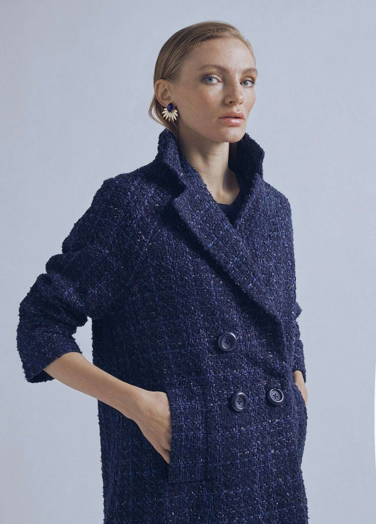 Lurex  effect tweed midi jacket