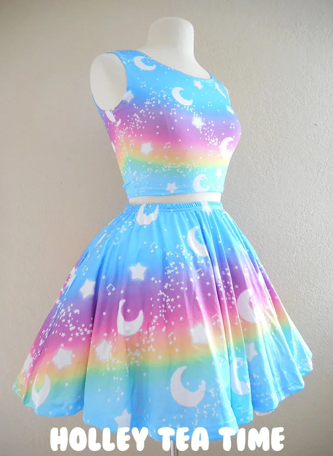 Magical Fairy Time (Rainbow Sunny Day) Mini Skater Skirt