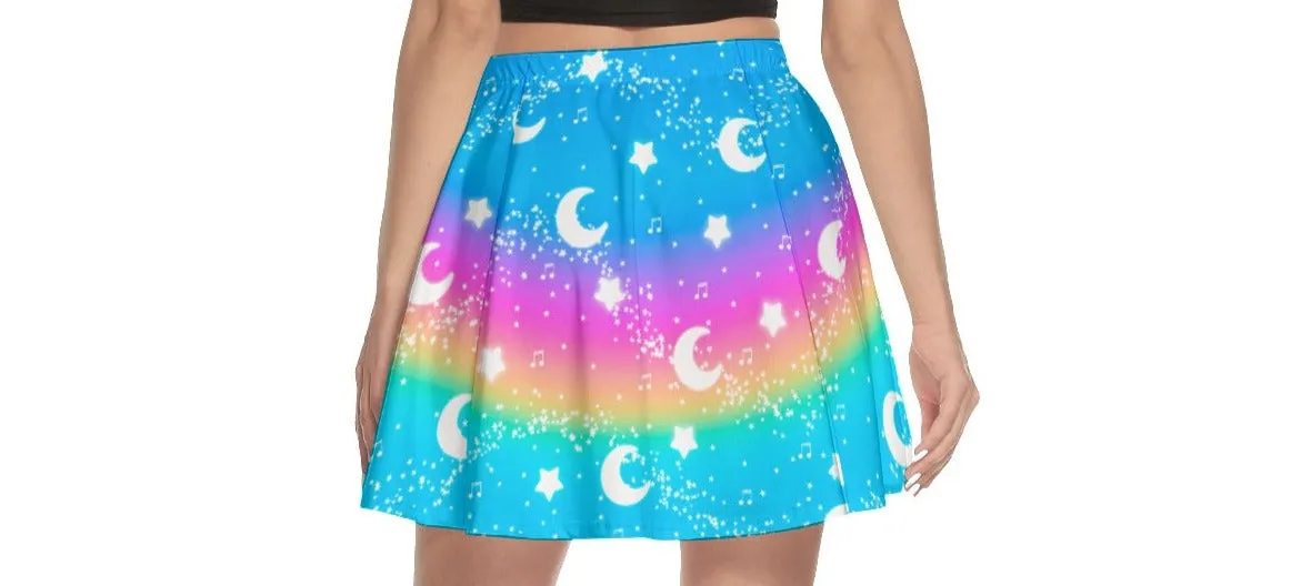 Magical Fairy Time (Rainbow Sunny Day) Mini Skater Skirt