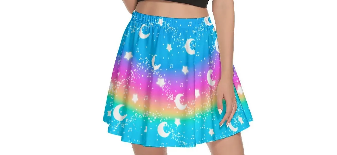 Magical Fairy Time (Rainbow Sunny Day) Mini Skater Skirt