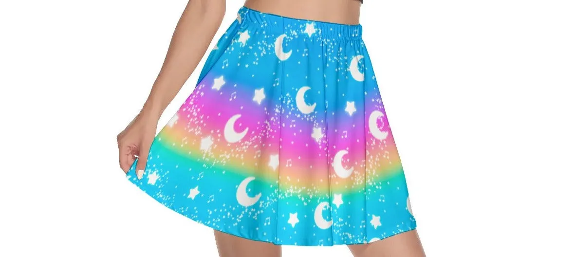 Magical Fairy Time (Rainbow Sunny Day) Mini Skater Skirt