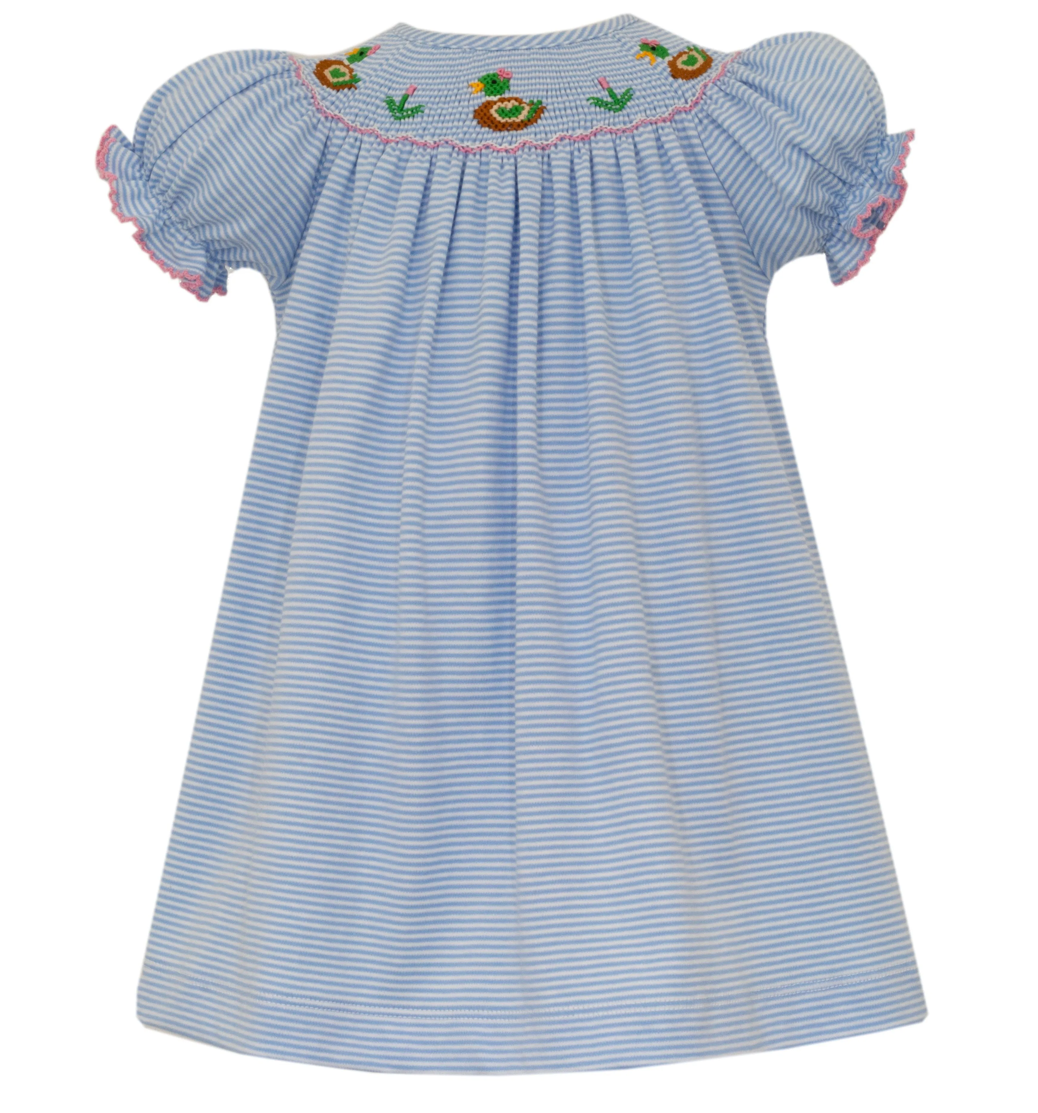 Mallard Duck Knit Dress- Blue Stripe