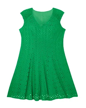 Maria Eyelet A-Line Dress | Light Green