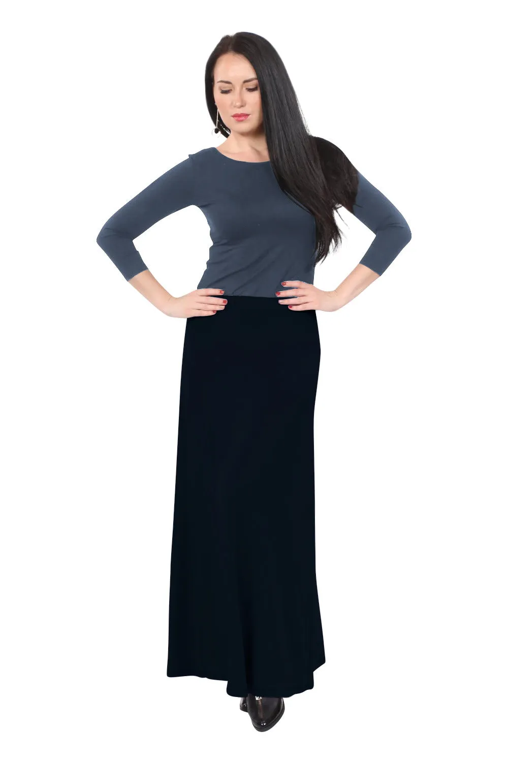 Maxi Skirt for Women Style 1468 in Black, Olive or Aubergine