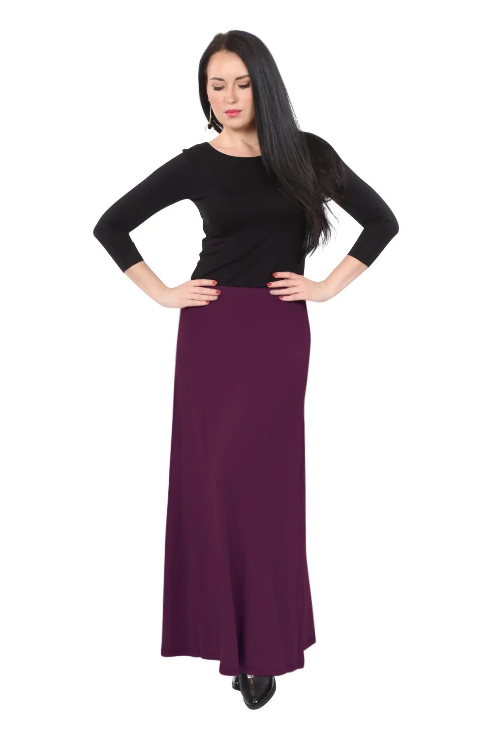 Maxi Skirt for Women Style 1468 in Black, Olive or Aubergine