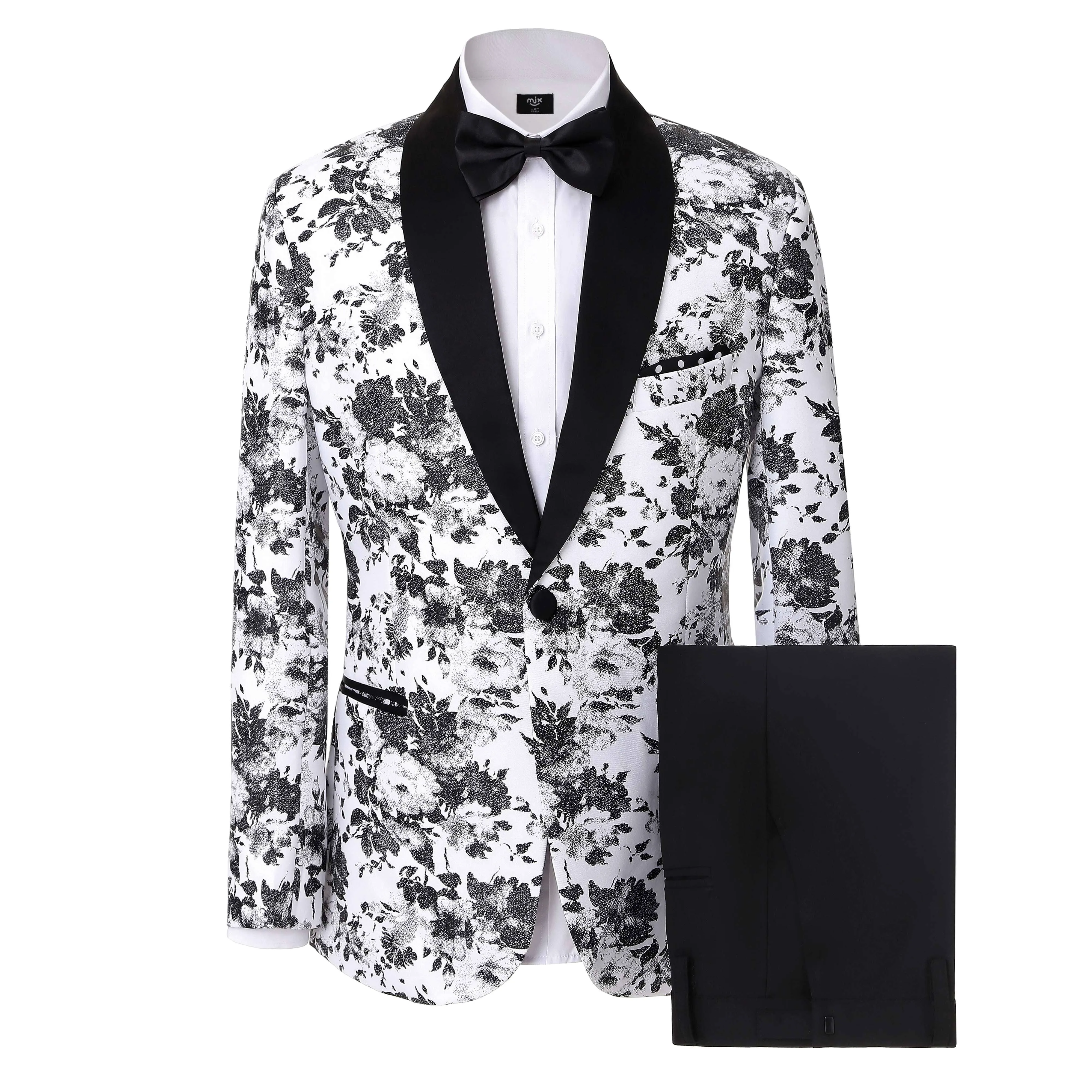 Men's 2 Pieces Patterned Fashion Peak Lapel Floral Tuxedos And Wedding(Blazer Pants)