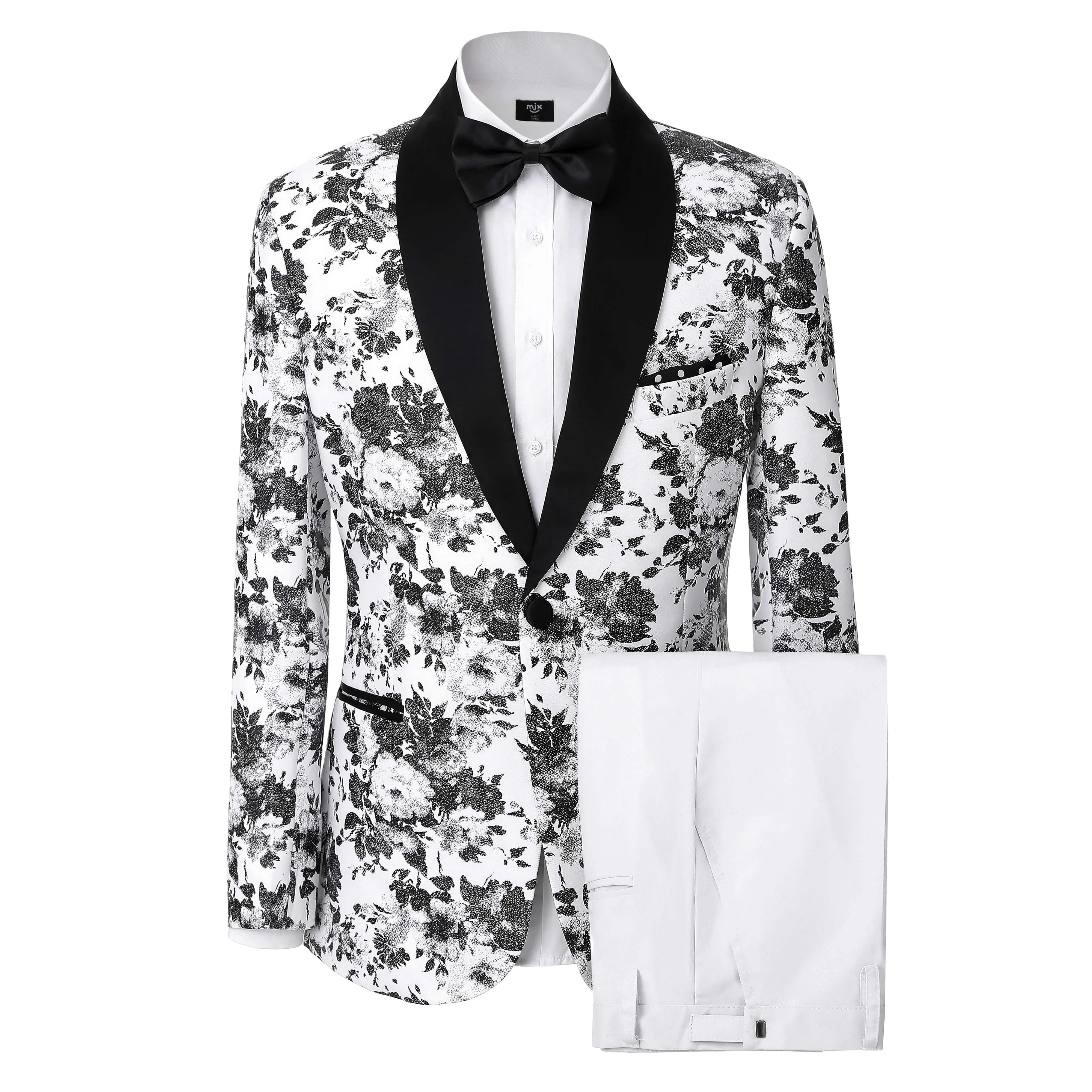 Men's 2 Pieces Patterned Fashion Peak Lapel Floral Tuxedos And Wedding(Blazer Pants)