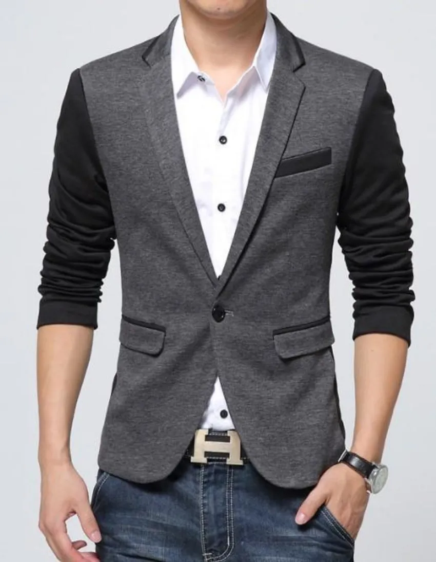 Mens Casual One Button Short Blazer Jacket