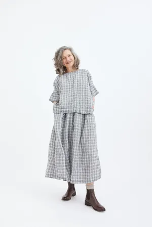 Metta - Emily Skirt - Textured Linen Black Check