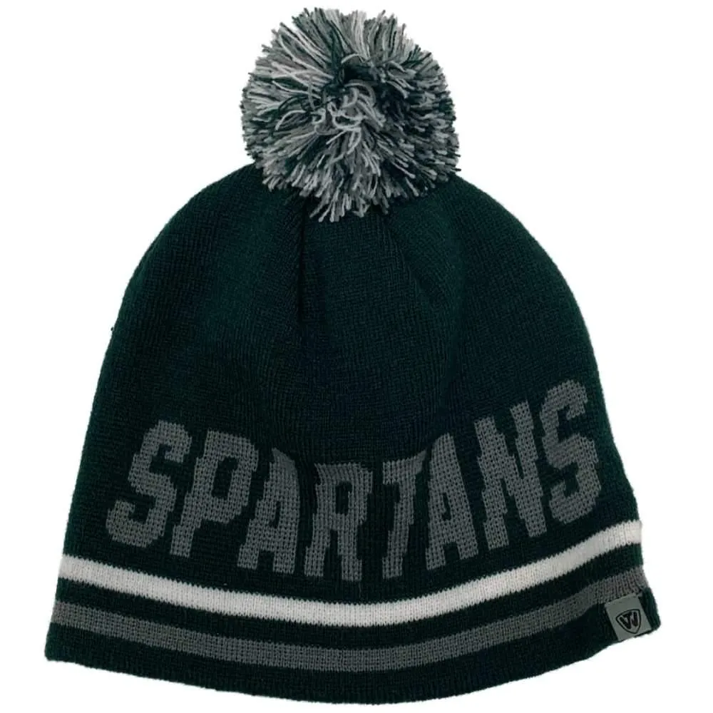 Michigan State Spartans TOW Dark Green Acrylic Knit Poofball Beanie Hat Cap