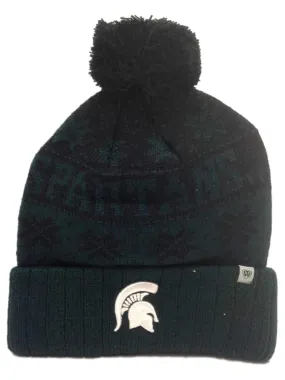 Michigan State Spartans TOW Green Subarctic Snowflake Poof Cuffed Hat Cap Beanie