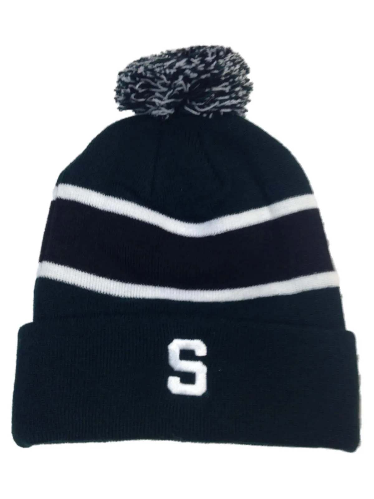 Michigan State Spartans TOW Tri-Tone Whirl Cuffed Poof Winter Hat Cap Beanie