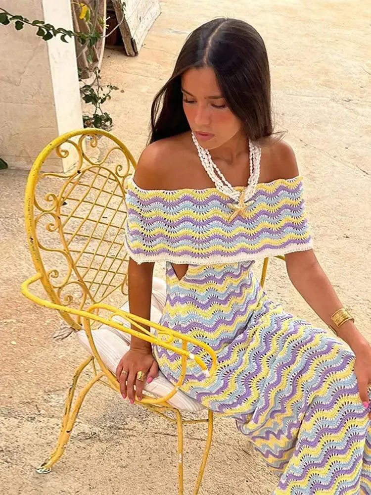 Mirna - Off shoulder crochet knitted dress