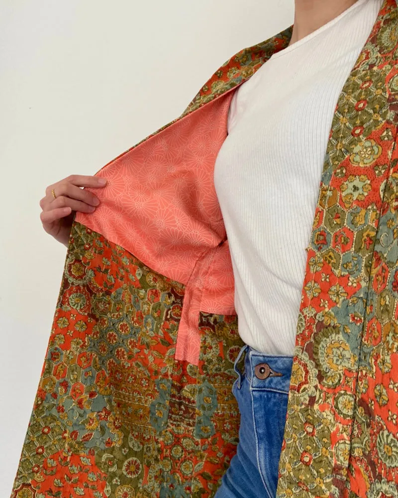 Modern Floral Textile Haori Kimono Jacket