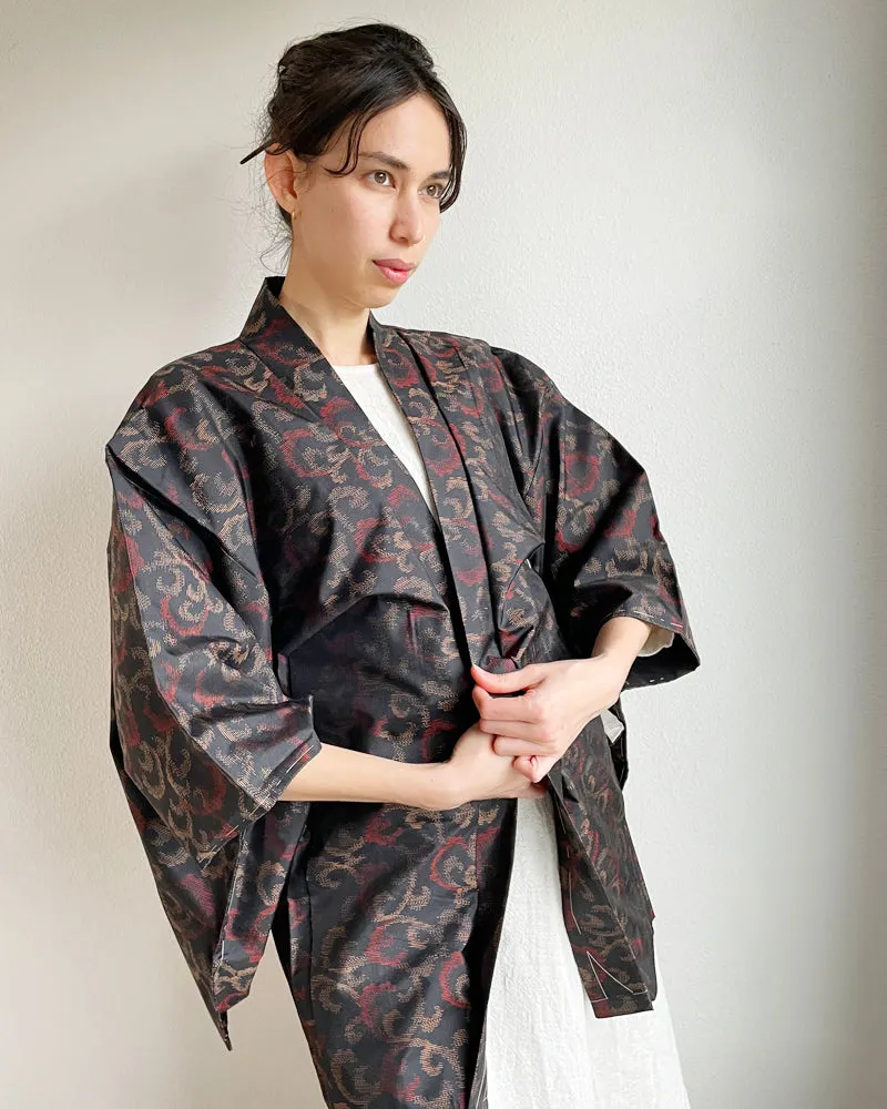 Mowing Pattern Oshima Tsumugi Haori Kimono Jacket