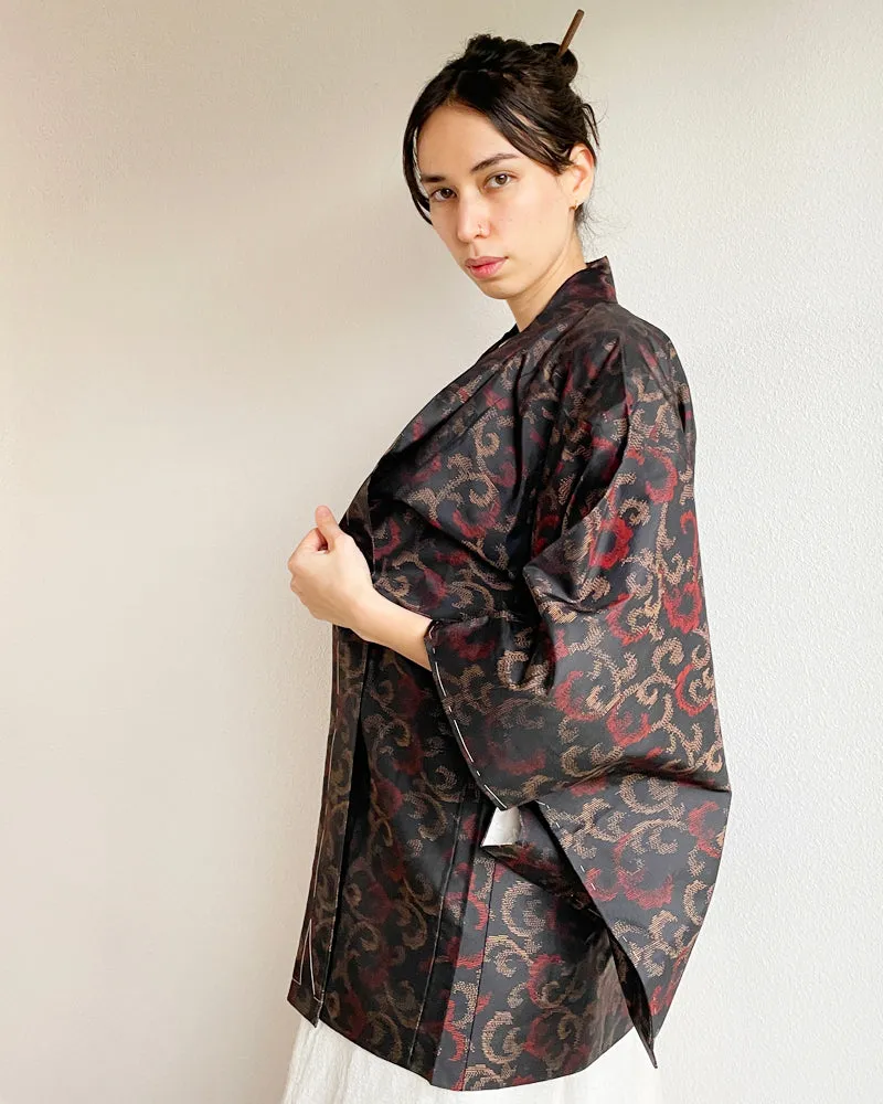 Mowing Pattern Oshima Tsumugi Haori Kimono Jacket