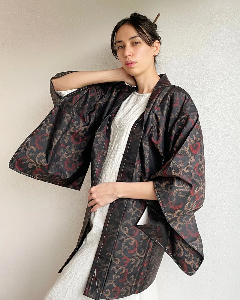 Mowing Pattern Oshima Tsumugi Haori Kimono Jacket