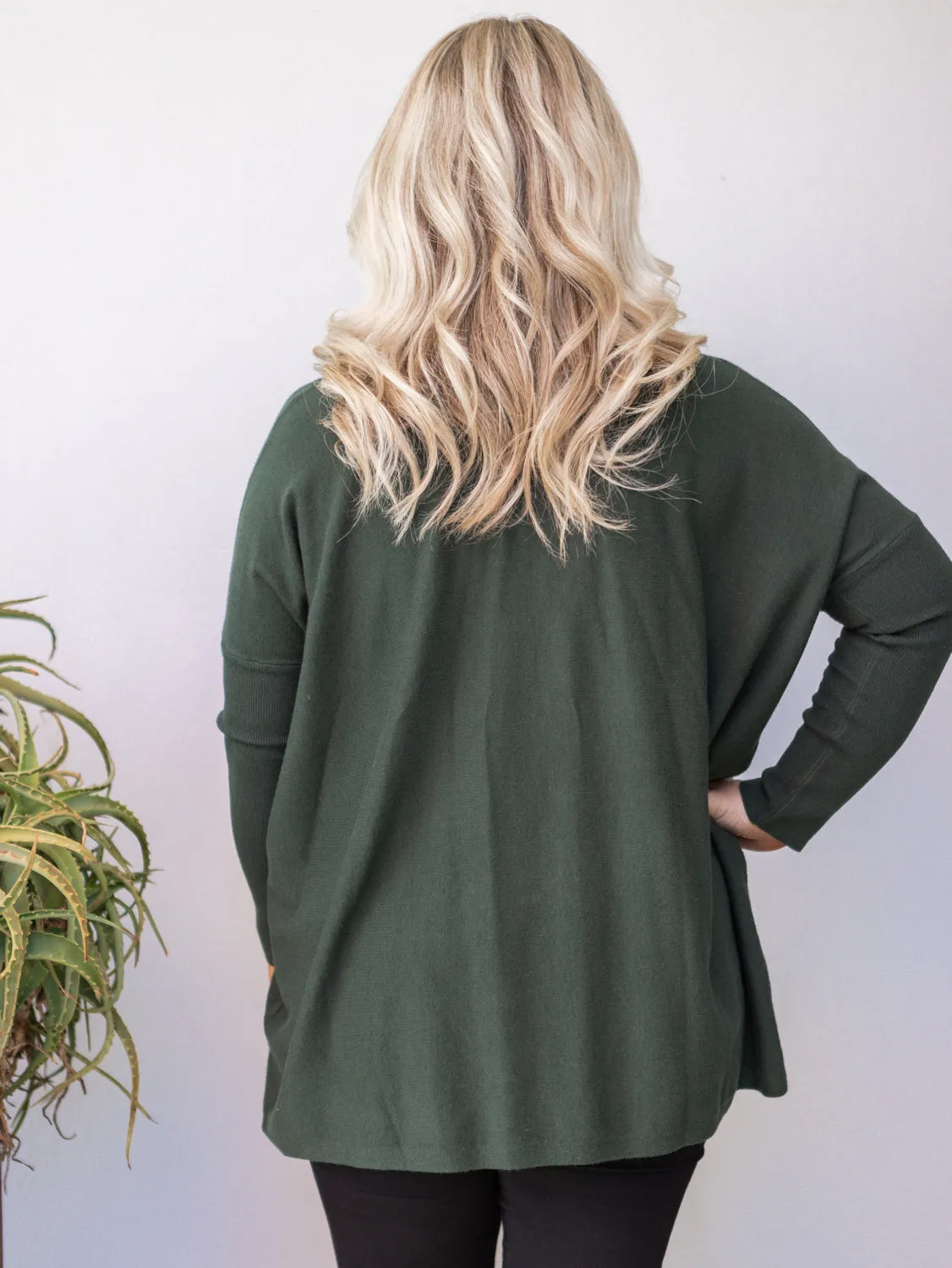 Nadia V Neck Knit - Dark green