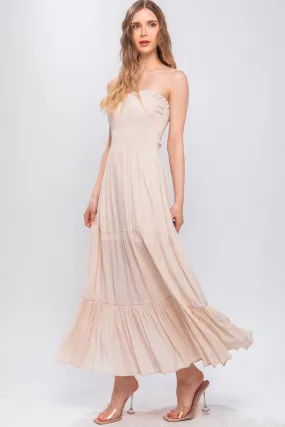 Natural Strapless Maxi Dress