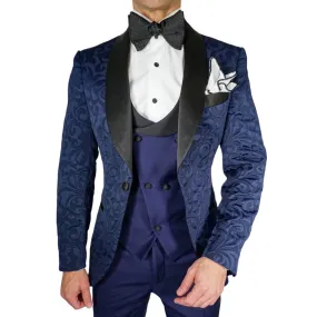 Navy Blue & Black Paisley Dinner Jacket