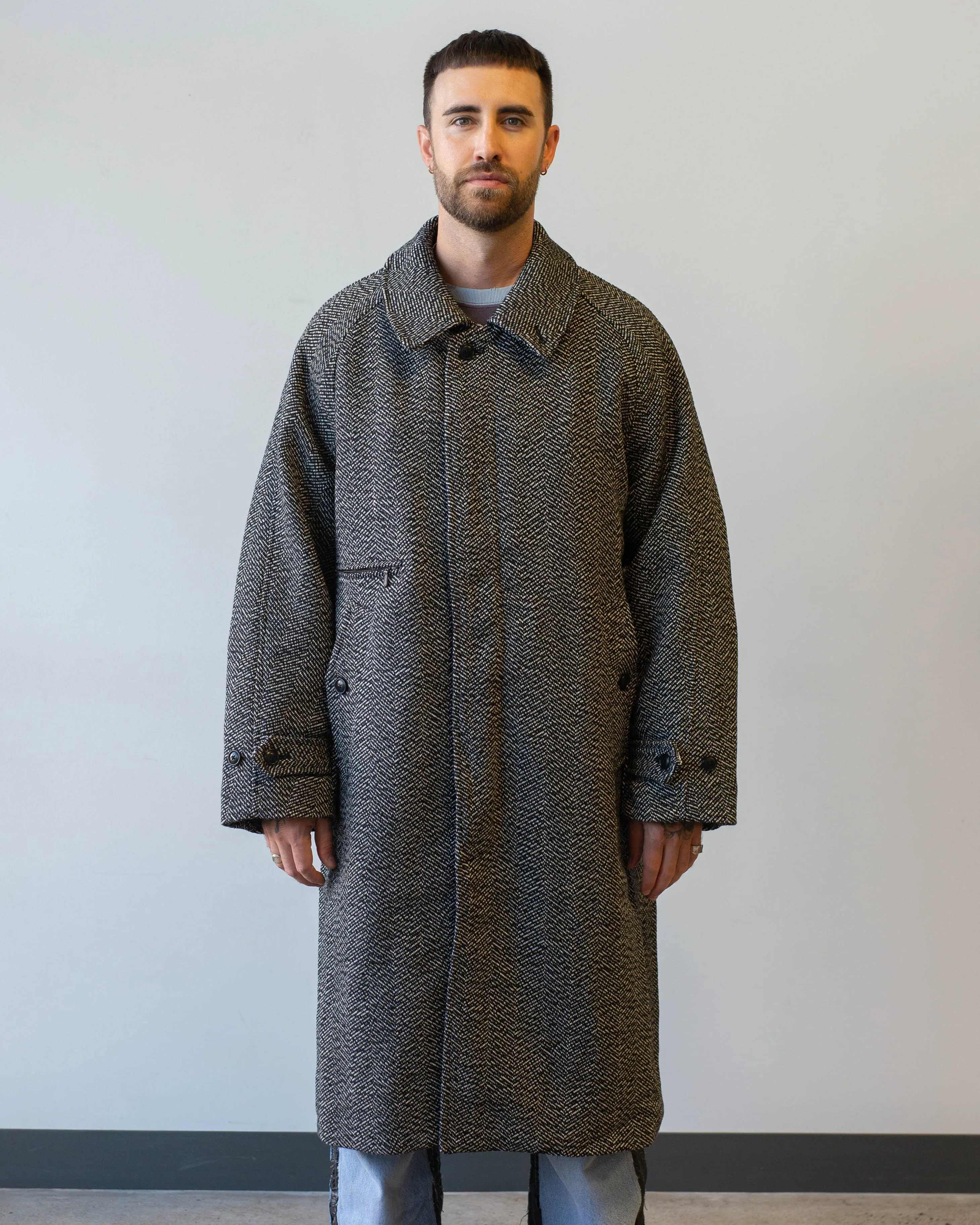 Needles Balcollar Coat W/N Herringbone White