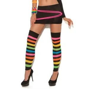 Neon Stripped Leg Warmers - One Size