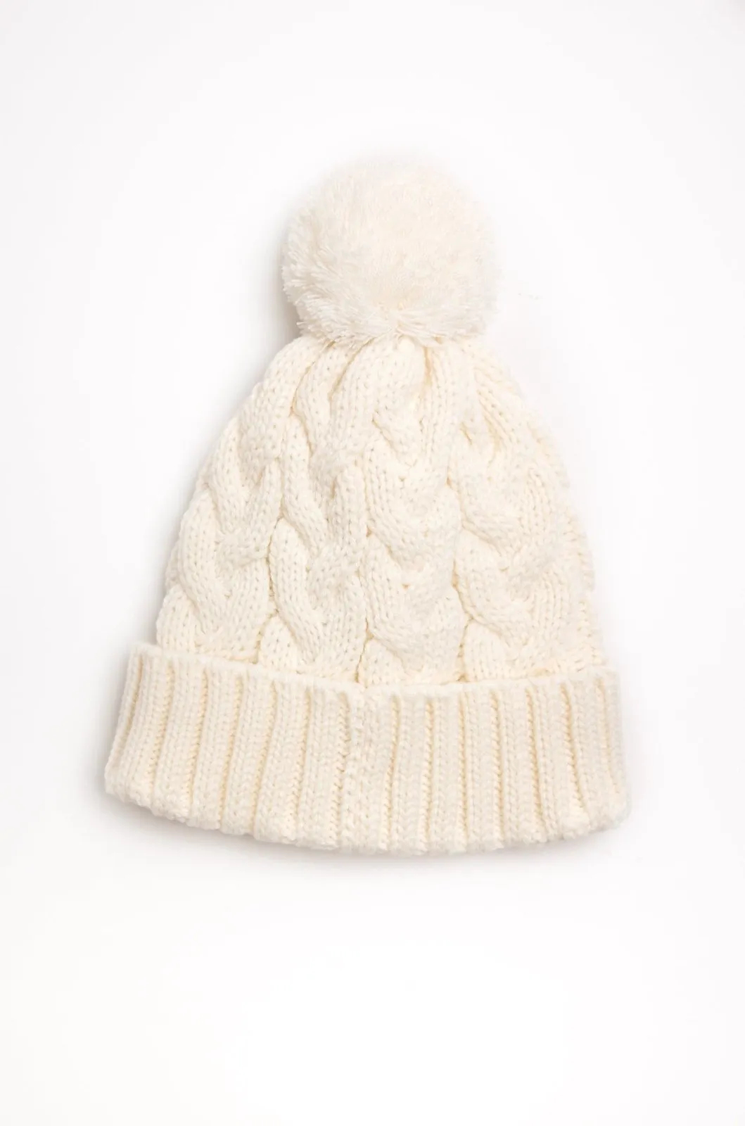 Nicole Miller Girls Cream True Knit Winter Hat