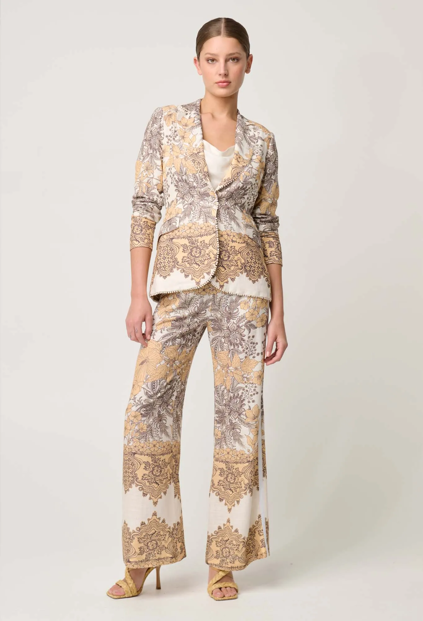 ONCE WAS BAHIA LINEN VISCOSE BLAZER IN GOLDEN MALLOW