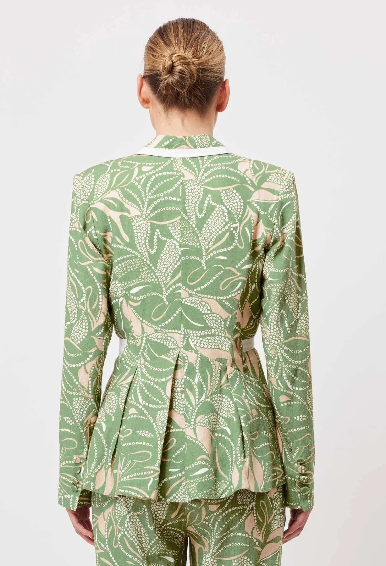 ONCE WAS GRANADA LINEN VISCOSE BLAZER IN JUNGLE TROPICO