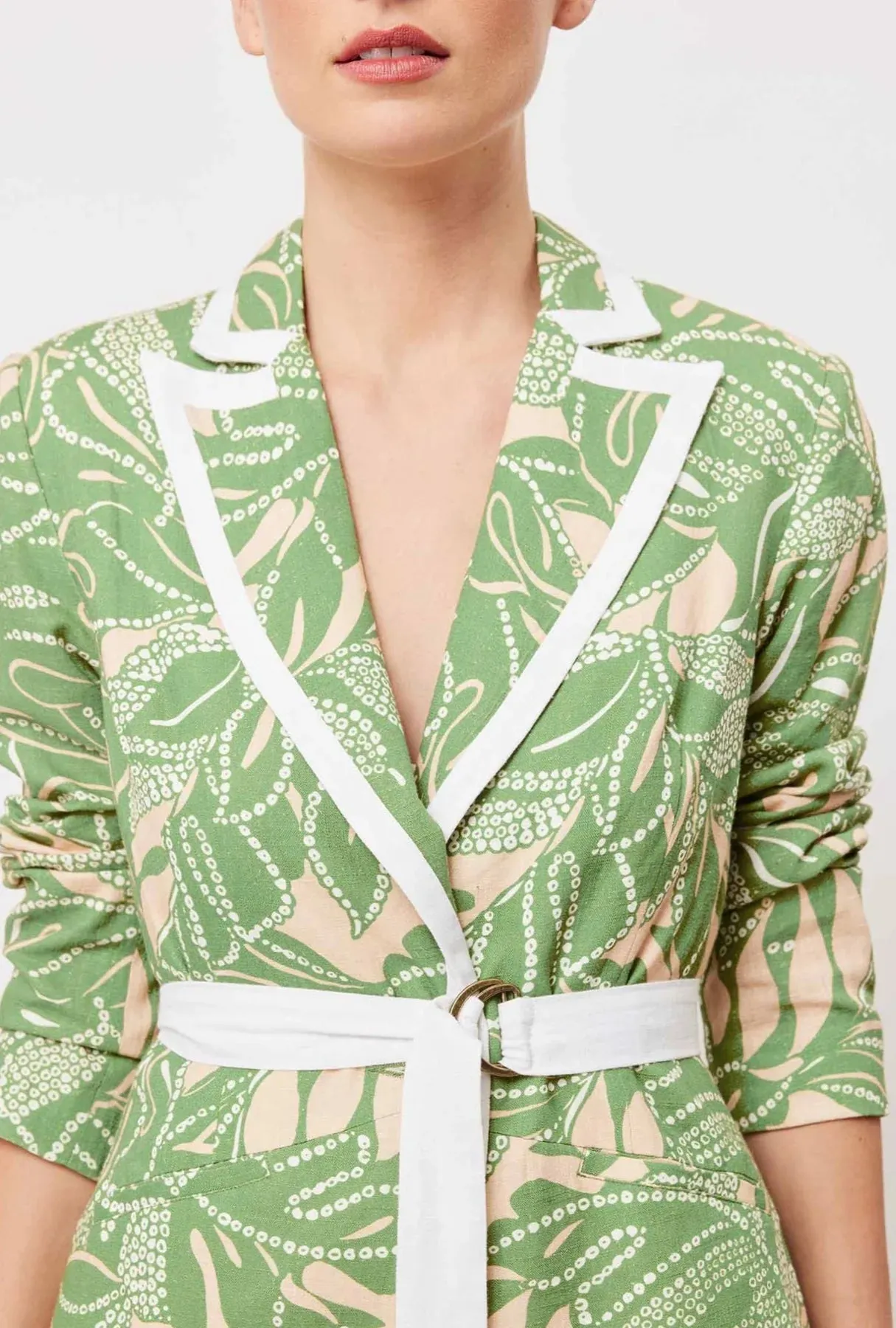 ONCE WAS GRANADA LINEN VISCOSE BLAZER IN JUNGLE TROPICO