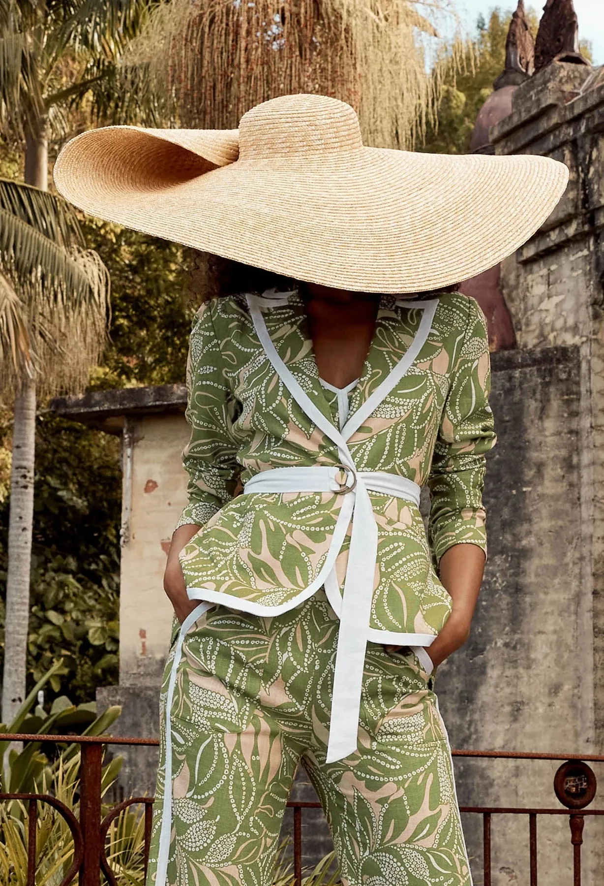 ONCE WAS GRANADA LINEN VISCOSE BLAZER IN JUNGLE TROPICO