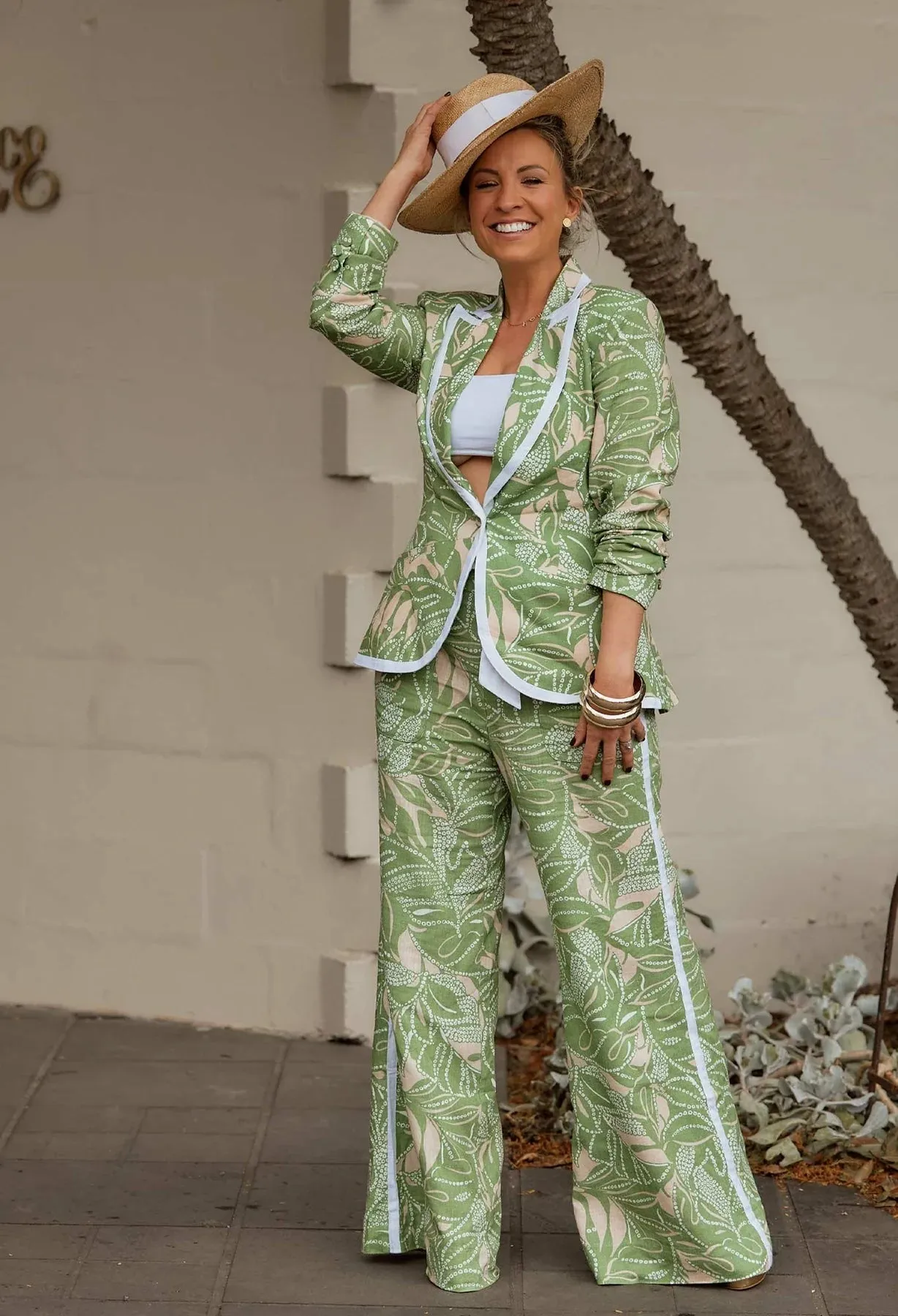 ONCE WAS GRANADA LINEN VISCOSE BLAZER IN JUNGLE TROPICO