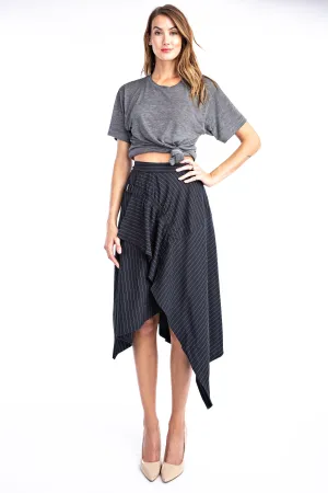 Onyx Pinstripe Handkerchief Skirt