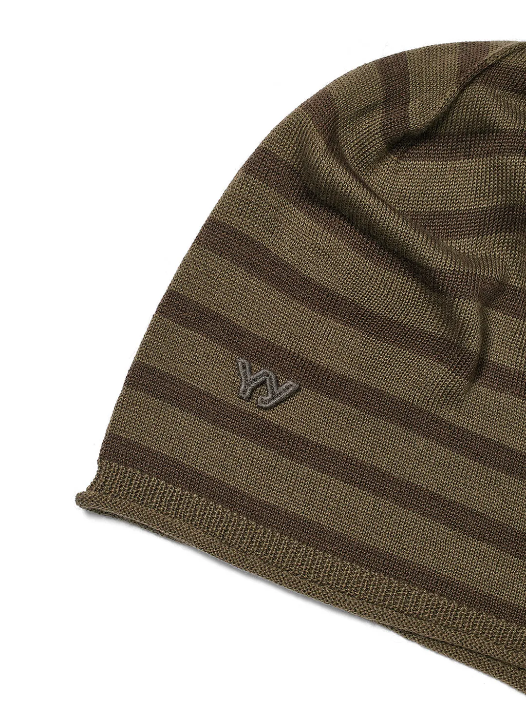 OPEN YY Stripe Slouchy Beanie in Khaki Green