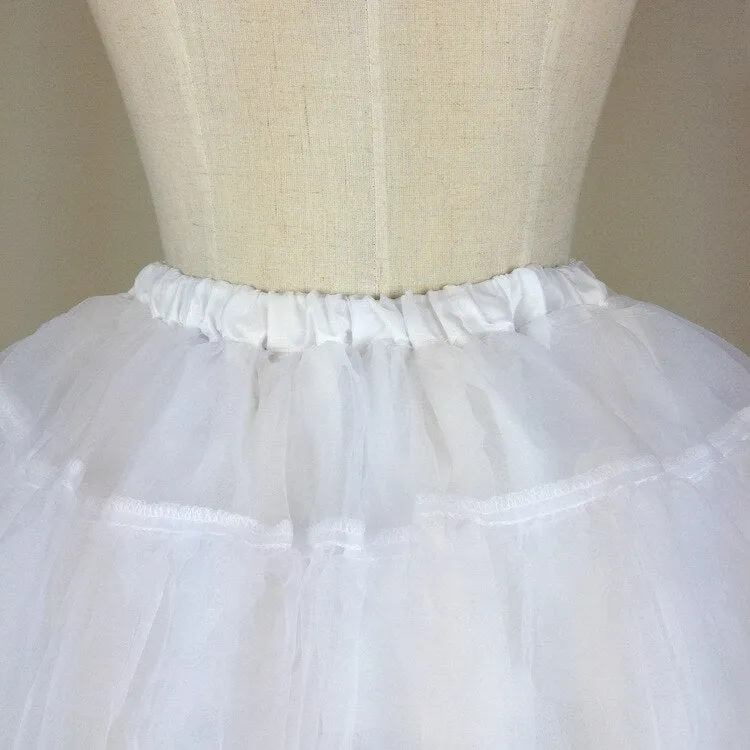 Organza Short Petticoat Lolita White/Black Layered Tutu Skirt for Women